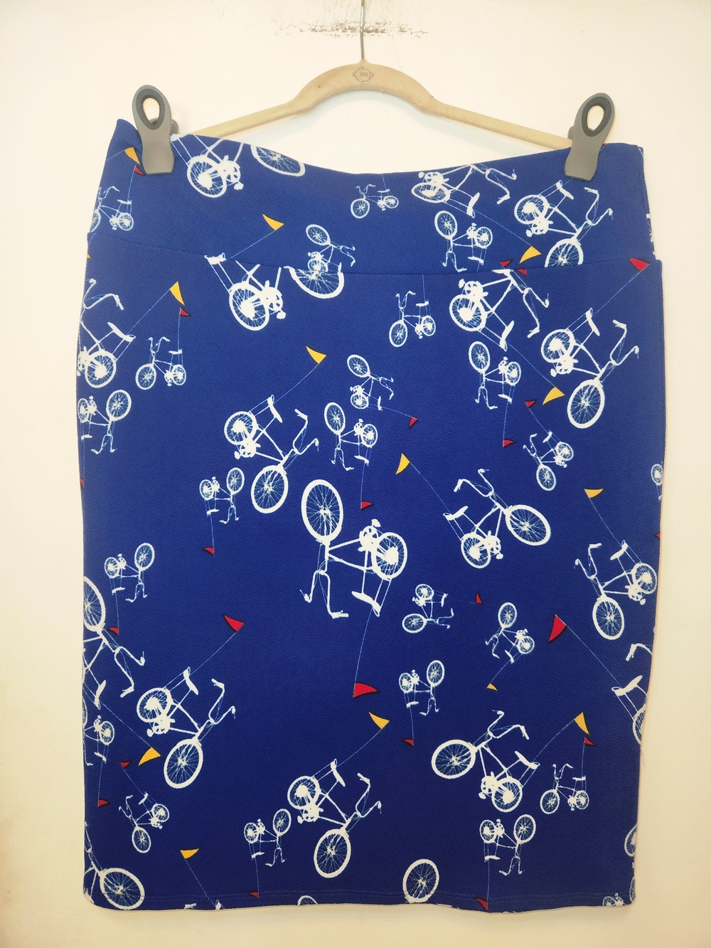 LuLaRoe Royal Blue Bicycle Print Pencil Skirt 3XL